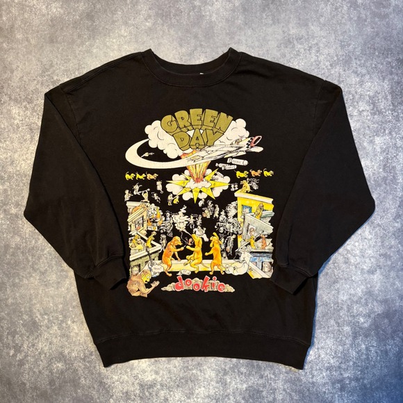 Green Day Tops - Green Day Dookie Album Art Graphic Sweatshirt Mens Medium Black Crewneck